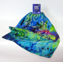 Load image into Gallery viewer, Silk Habotai Scarf Celtic Green Summer Rainbow
