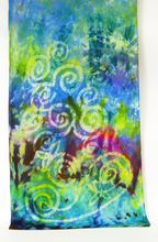 Load image into Gallery viewer, Silk Habotai Scarf Celtic Green Summer Rainbow
