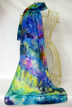 Load image into Gallery viewer, Silk Habotai Scarf Celtic Green Summer Rainbow
