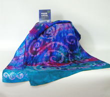 Load image into Gallery viewer, Long_silk_neck_scarf_draped_over_box_with_madelocal_sign
