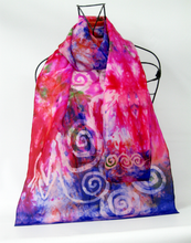 Load image into Gallery viewer, Silk Scarf The Celtic Lilac Magenta Rose Garden
