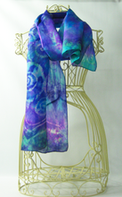 Load image into Gallery viewer, a_celtic_scarf_with_a_neolithic_spiral_done_in_a_contemporary_style
