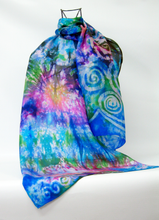 Load image into Gallery viewer, Silk Habotai Scarf Celtic Summer Forrest Garden
