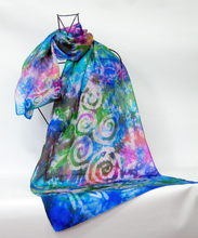 Load image into Gallery viewer, Silk Habotai Scarf Celtic Summer Forrest Garden
