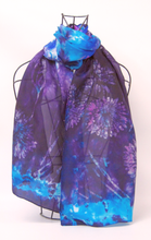 Load image into Gallery viewer, Hand Painted Silk Scarf Cornflower Purple
