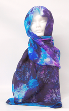 Load image into Gallery viewer, Hand Painted Silk Scarf Cornflower Purple
