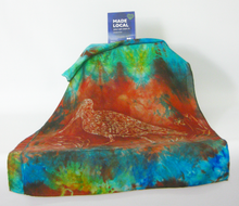 Load image into Gallery viewer, Silk Scarf The Curlew Earthy Red and Green Aqua
