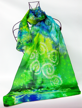 Load image into Gallery viewer, Silk Scarf Light Weight Celtic Yellow Shamrock
