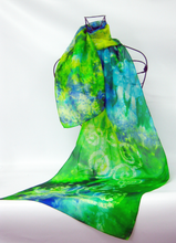 Load image into Gallery viewer, Silk Scarf Light Weight Celtic Yellow Shamrock
