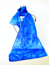 Load image into Gallery viewer, Silk Scarf Light Weight Blue Children of Lir
