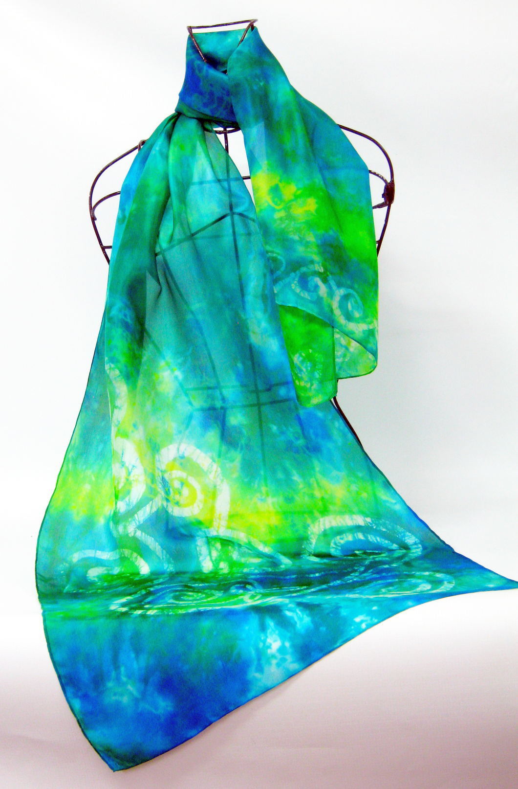 Silk Scarf Light Weight Celtic Green, Aqua Blend