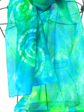 Load image into Gallery viewer, Silk Scarf Light Weight Celtic Green, Aqua Blend
