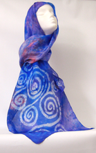 Load image into Gallery viewer, A Silk Scarf Light Weight Celtic Lilac blues
