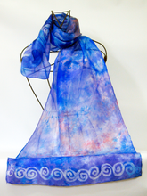 Load image into Gallery viewer, A Silk Scarf Light Weight Celtic Lilac blues
