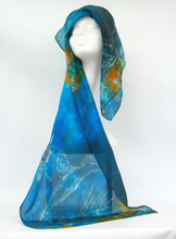 Load image into Gallery viewer, Silk Scarf Light weight The Dark Green kingfisher
