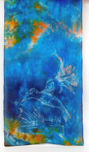 Load image into Gallery viewer, Silk Scarf Light weight The Dark Green kingfisher
