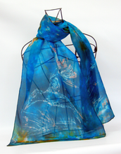 Load image into Gallery viewer, Silk Scarf Light weight The Dark Green kingfisher
