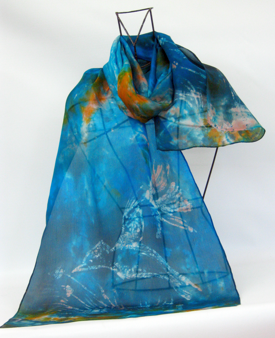 Silk Scarf Light weight The Dark Green kingfisher
