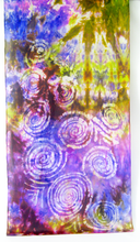 Load image into Gallery viewer, Silk Scarf Hand Painted Lilac and Greeny Gold Celtic
