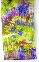 Load image into Gallery viewer, Silk Scarf Hand Painted Lilac and Greeny Gold Celtic
