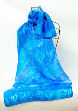 Load image into Gallery viewer, Silk Scarf Light Weight Celtic Blue Turquoise
