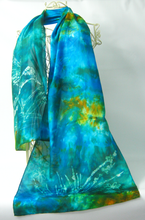 Load image into Gallery viewer, Silk Habotai Scarf The Teal Kingfisher
