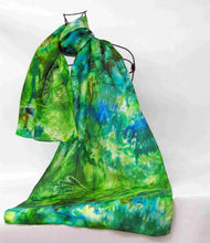 Load image into Gallery viewer, Silk Habotai Scarf The Green Finch
