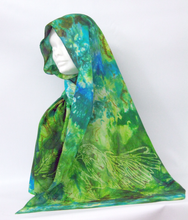 Load image into Gallery viewer, Silk Habotai Scarf The Green Finch
