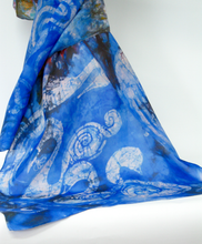 Load image into Gallery viewer, A Hand Painted Silk Scarf Blue Children of Lir
