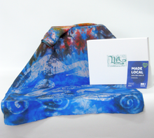 Load image into Gallery viewer, A Hand Painted Silk Scarf Blue Children of Lir
