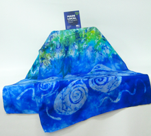 Load image into Gallery viewer, A Hand Painted Silk Scarf Blue Children of Lir
