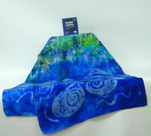 Load image into Gallery viewer, A Hand Painted Silk Scarf Blue Children of Lir
