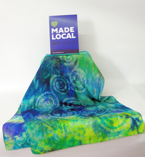 Load image into Gallery viewer, Silk Scarf Blue Green Celtic
