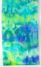 Load image into Gallery viewer, Silk Scarf Blue Green Celtic
