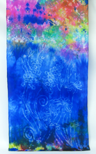 Load image into Gallery viewer, Silk Scarf Celtic Blue Flower Rainbow
