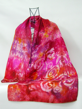 Load image into Gallery viewer, Silk Habotai Scarf Celtic Fire Fuschia
