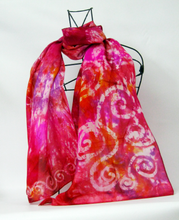 Load image into Gallery viewer, Silk Habotai Scarf Celtic Fire Fuschia
