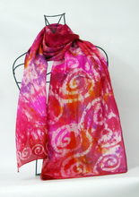 Load image into Gallery viewer, Silk Habotai Scarf Celtic Fire Fuschia
