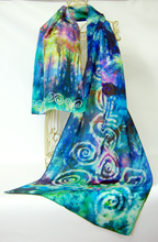 Load image into Gallery viewer, Silk Scarf The  Green Celtic Forrest Garden

