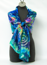 Load image into Gallery viewer, Silk Scarf The  Green Celtic Forrest Garden
