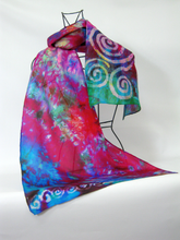 Load image into Gallery viewer, Silk Scarf Celtic Fuschia Forrest
