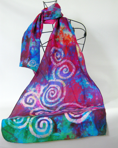 Silk Scarf Celtic Fuschia Forrest