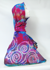 Silk Scarf Celtic Fuschia Forrest