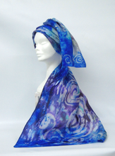 Load image into Gallery viewer, Hand Painted Silk Scarf Celtic Midnight Sky
