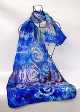 Load image into Gallery viewer, Hand Painted Silk Scarf Celtic Midnight Sky
