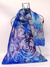 Load image into Gallery viewer, Hand Painted Silk Scarf Celtic Midnight Sky
