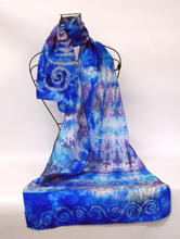 Load image into Gallery viewer, Hand Painted Silk Scarf Celtic Midnight Sky
