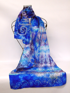 Hand Painted Silk Scarf Celtic Midnight Sky