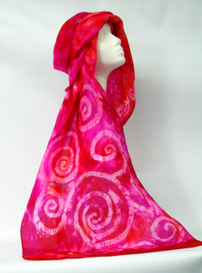 Silk Scarf Celtic Scarlet Pink Fuschia