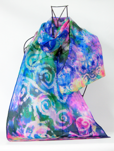 Silk Habotai Scarf Celtic Summer Flower Garden